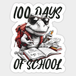 100 days of school T-Rex With Glasses Sticker